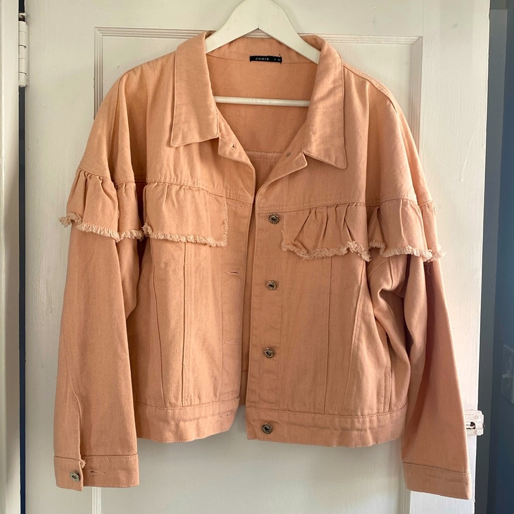 Junie Ruffle Pink Denim Jacket
